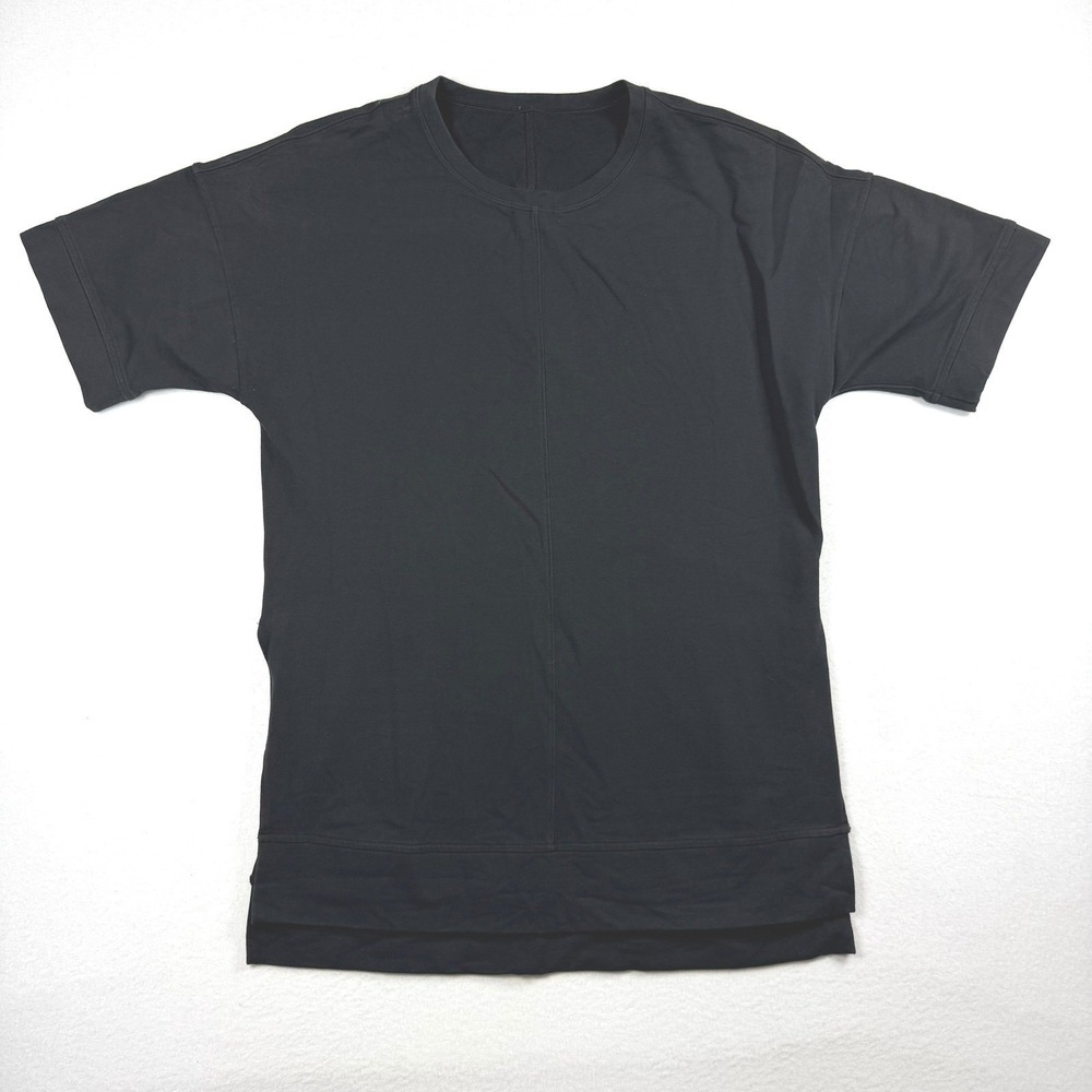 Lululemon Womens Black Short Sleeve Side Slit High Low Athletic Top